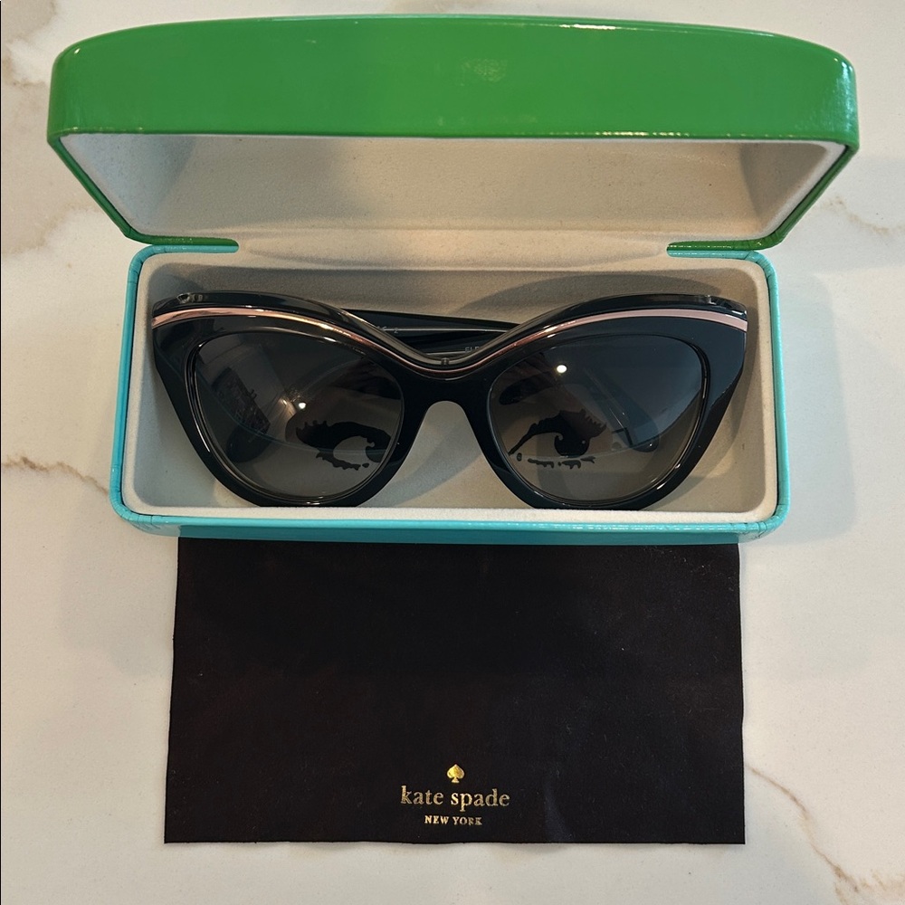 Kate Spade Black Cat-Eye Sunglasses with Rose Gold Accent - Picture 6 of 6